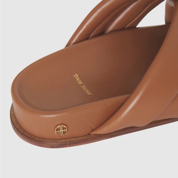 Anine Bing Lizzie Slide Sandal Cognac Brown Tan 39 - Picture 4 of 10